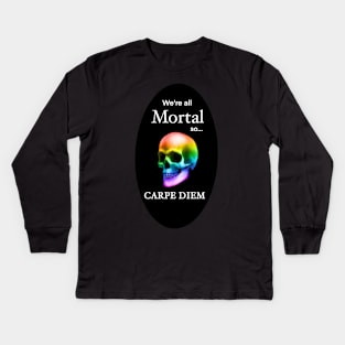 Skull Rainbow. Carpe Diem. Kids Long Sleeve T-Shirt